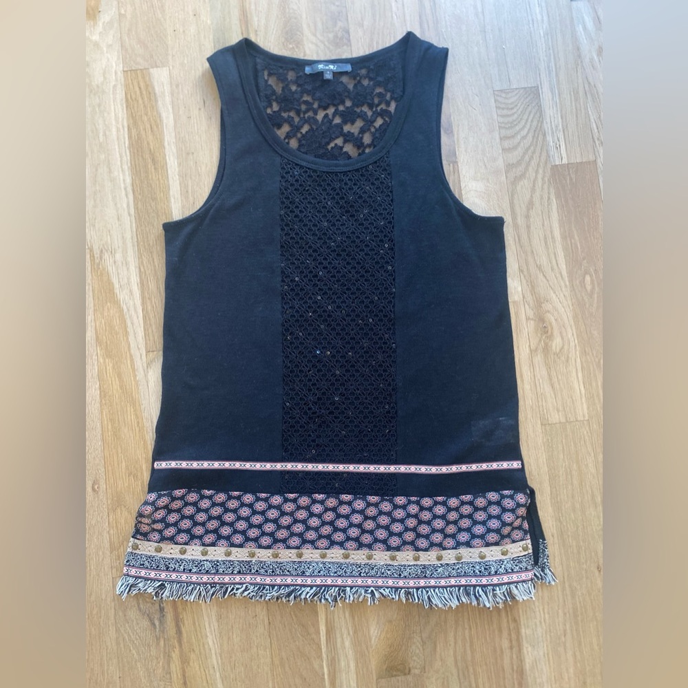 Miss Me black embellished tank top size small